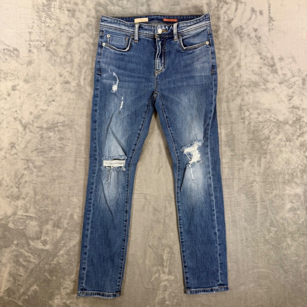 Pilcro Slim Boyfriend Crop Distressed‎ Jeans Women's 26 Blue Denim Pants